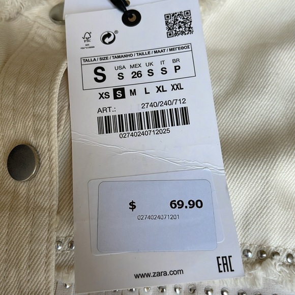 ZARA studded fringed Button-Up Shacket - Picture 8 of 8